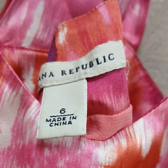 $129 Banana Republic Twist Strap Multi Color Silk Dress With Pockets Sz 6 - Picture 5 of 8